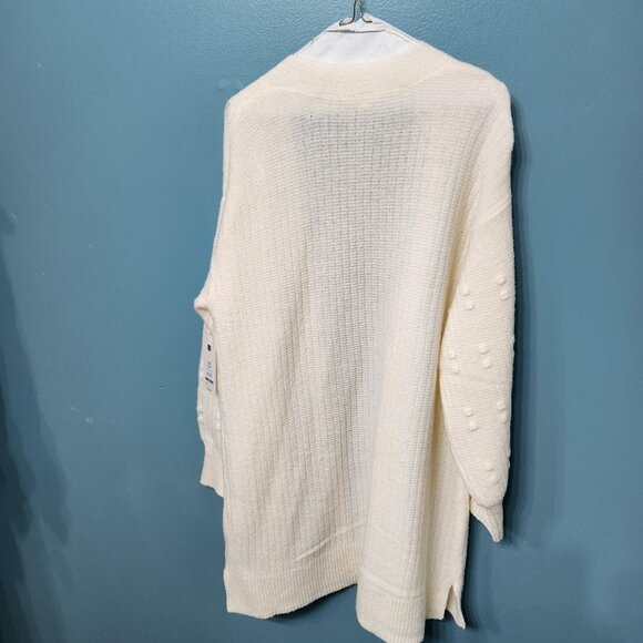 Terra Sky Popcorn Stitch Open Duster, Cream,  NWT - Picture 4 of 12